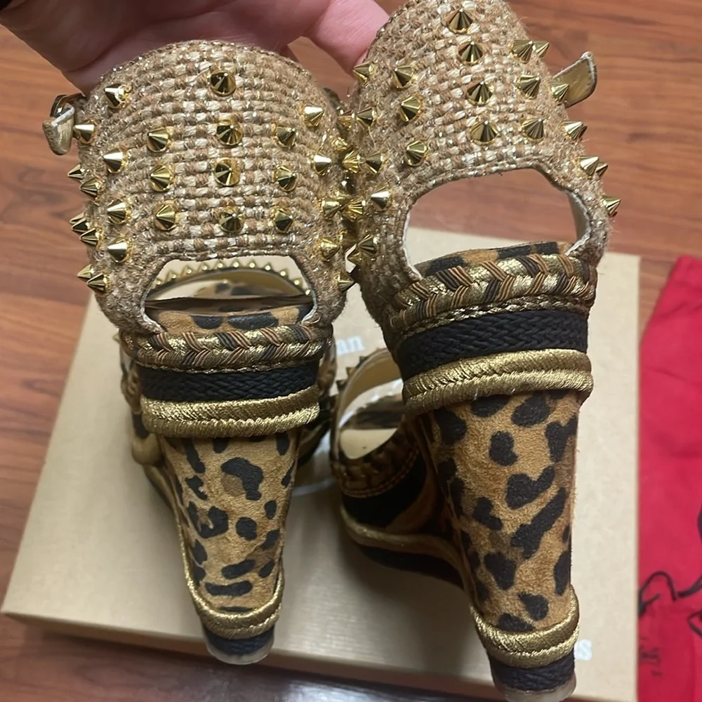 Christian Louboutin Mad Monica leopard wedge size 10 - Picture 6 of 13